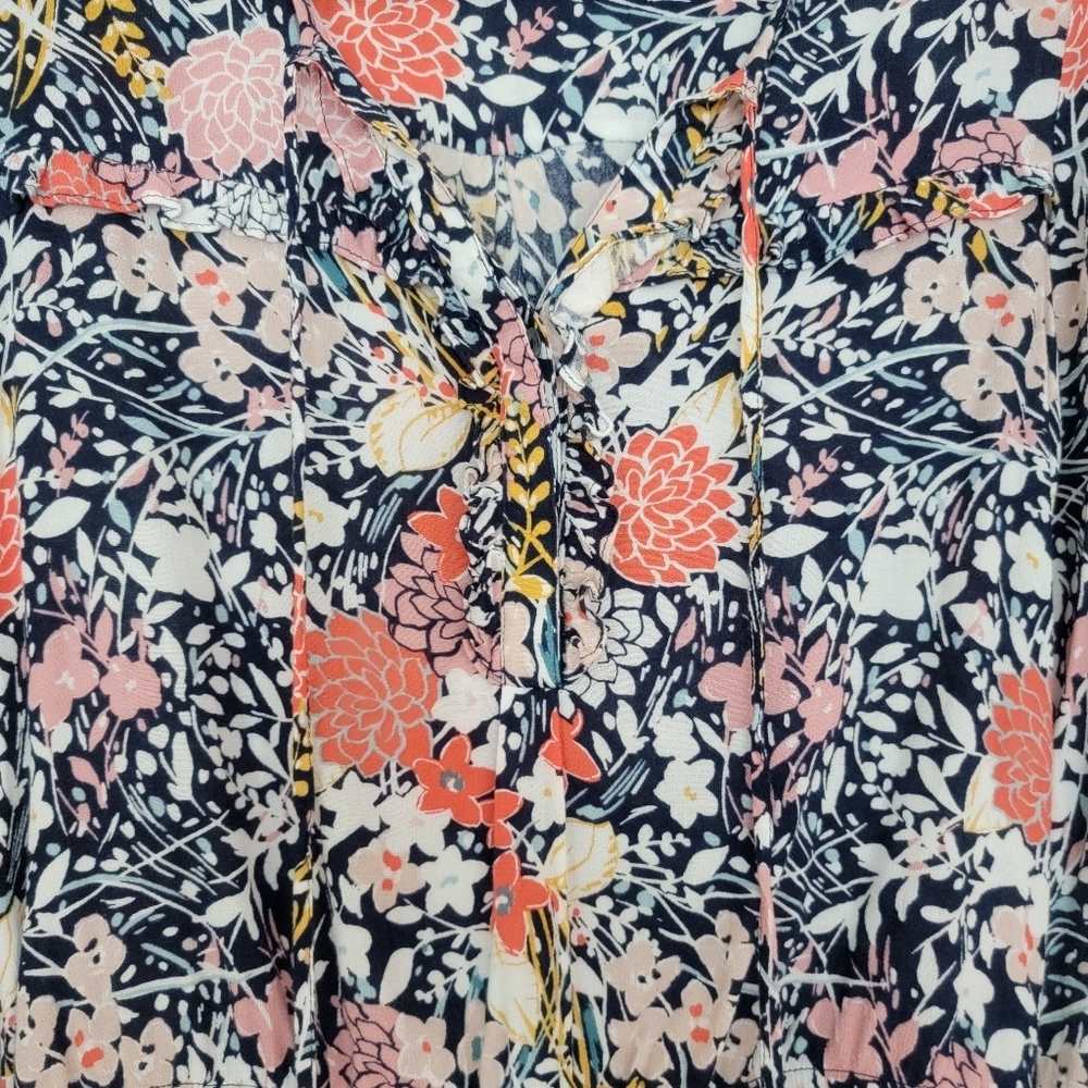 Anthropologie Maeve Vibrant Floral Tassel Tie Blouse - Picture 5 of 11